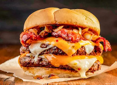 Double Decker Beef Bacon Cheese Burger