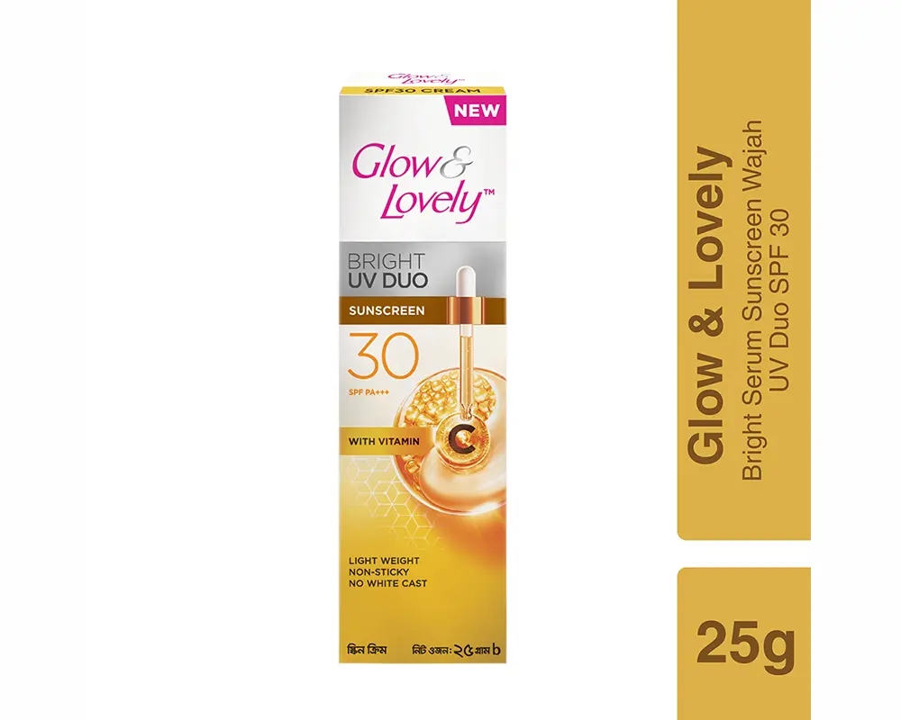 Glow & Lovely Sunscreen Cream 30SPF 25gm ৳110  Per Piece