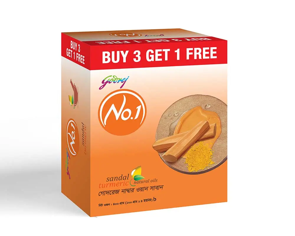 Godrej No.1 Sandal & Turmeric Soap 100gm (Buy3 Get1 Free)